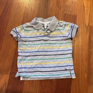 Janie and Jack Gray Polo with Colorful Stripes